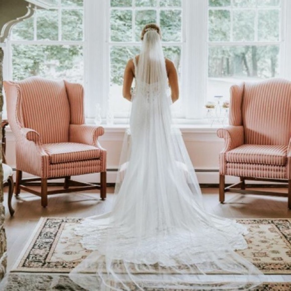 🦋🌙 MON CHERI x ENCHANTING | White Delicate Lace & Beaded Wedding Gown - Picture 7 of 15